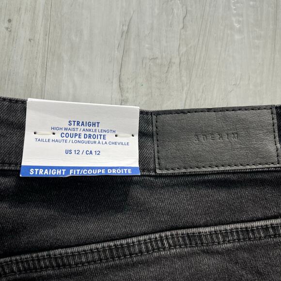 H&M &Denim Black Straight High Waist Ankle Length Cotton Denim Jeans Goth Emo 12 - Picture 3 of 9